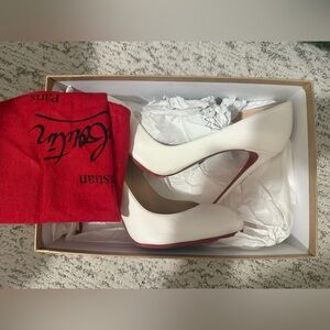 Christian Louboutin Ivory Heels with Red Soles